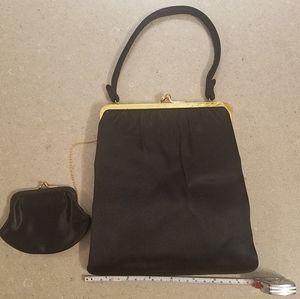 Vintage black satin purse